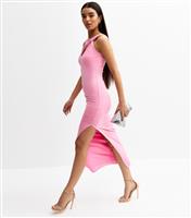 Women's Pink Keyhole Neck Jersey Midi Dress New Look