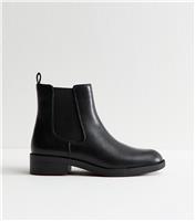 Women's Black Faux Leather Chelsea Boots Vegan New Look