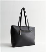 Black Faux Leather Tote Bag Vegan New Look