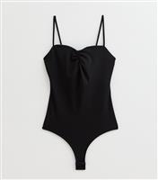 Women's Black Ruched Seam Jersey Bodysuit New Look