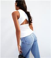 Women's White Cut Out Back Jersey Vest New Look