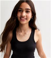 Girls' Black Scoop Neck Ribbed Vest Top New Look