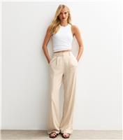 Women's Tall Cream Striped Wide Leg Trousers New Look