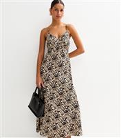 Women's Cream Pattern Print V-Neck Midi Dress New Look