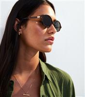 Dark Brown Tortoiseshell Oval Frame Sunglasses New Look