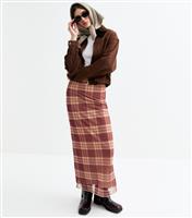 Women's Brown Checked Midi Skirt Tokyo Doll New Look