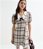 Women's Cream Checked Mini Dress Tokyo Doll New Look