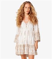 Women's Cream Paisley Embroidered Textured Mini Dress Apricot New Look