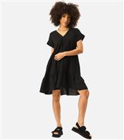 Women's Black V-Neck Tiered Mini Dress Gini London New Look
