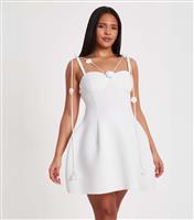Women's White Floral Trim Mini Dress Quiz New Look
