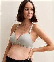 Women's Maternity Grey Moulded Ribbed Nursing Bra New Look