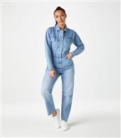 Women's Blue Denim Long Sleeve Jumpsuit Urban Bliss New Look