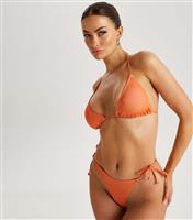 Women's Orange Glitter Halterneck Bikini Top Urban Bliss New Look