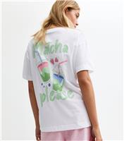 Women's White Matcha Please Oversized Printed T-Shirt New Look