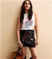 Women's Black Large Sequin Mini Skirt New Look
