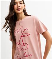 Women's Pink Mon Cheri Print T-Shirt New Look