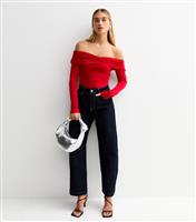 Women's Red Ruched Bardot Bodysuit New Look