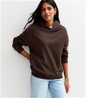 Women's Brown Jersey Long Sleeve Hoodie New Look