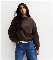 Women's Brown Balloon Sleeve Crew Neck Sweatshirt New Look