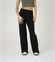 Women's Black Ribbed Wide Leg Trousers WKNDGIRL New Look