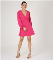 Women's Pink Wrap Front V Neck Mini Dress WKNDGIRL New Look