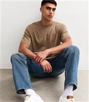 Men's Light Brown Crew Neck Knit T-Shirt Jack & Jones New Look