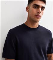 Men's Navy Crew Neck Knit T-Shirt Jack & Jones New Look