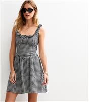 Women's Black Gingham Check Corset Mini Dress New Look