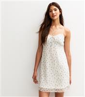 Women's White Floral Print Strappy Chiffon Mini Dress New Look