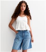 Girls' Distressed Denim Jorts New Look