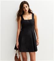 Women's Black Square Neck Poplin Mini Dress New Look