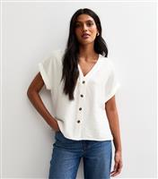 Women's White Button Through Short Sleeve Top New Look