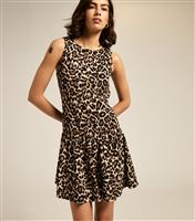 Women's Brown Leopard Print Dropped Waist Mini Dress New Look