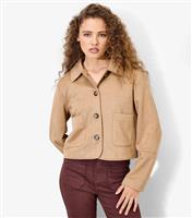 Women's Camel Faux Suede Jacket Apricot New Look