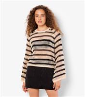 Women's Cream Open Knit Bell Sleeve Jumper Apricot New Look