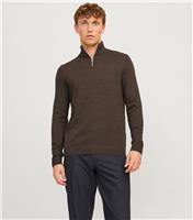Men's Brown Half Zip Jumper Jack & Jones New Look