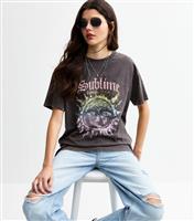 Women's Dark Grey Acid Wash Sublime Print T-Shirt New Look