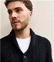 Men's Navy Regular Cable Knit Cardigan Jack & Jones New Look