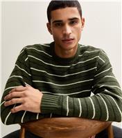 Men's Green Regular Striped Crew Neck Jumper Jack & Jones New Look