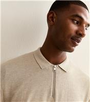 Men's Jack and Jones. Oatmeal Half Zip Long Sleeve Polo Jumper Jack & Jones New Look