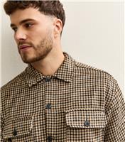 Men's Brown Check Long Sleeve Heavyweight Overshirt Jack & Jones New Look