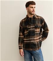 Men's Black and Orange Check Long Sleeve Heavyweight Overshirt Jack & Jones New Look