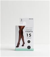 3 Pack Black Sheer Matt 15 Denier Tights New Look