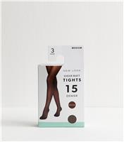 Brown Pack of 3 Sheer Matt 15 Denier Tights New Look