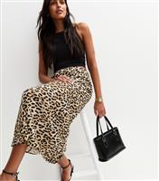 Women's Brown Leopard Print Midi Skirt New Look