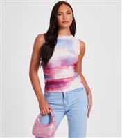 Women's Pink Diamant Tie-Dye Print Crop Top Quiz New Look