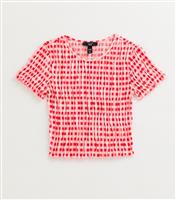 Girls' Red Gingham Check Shirred Top New Look