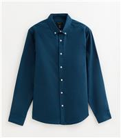 Men's Navy Regular Fit Long Sleeve Oxford Shirt New Look