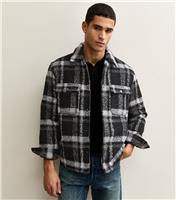 Men's Black Regular Check Shirt Jacket Only and Sons New Look