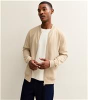 Men's Only & Son Cream Regular Zip Up Bomber Jacket Only and Sons New Look